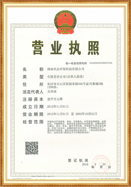 Certificate of honor