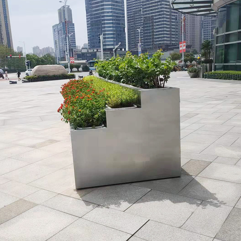 Custom Metal Stainless Steel Large Sheet Metal Different Shape Flower Pot Planter Box Outdoor Used With Flower/Green Plant