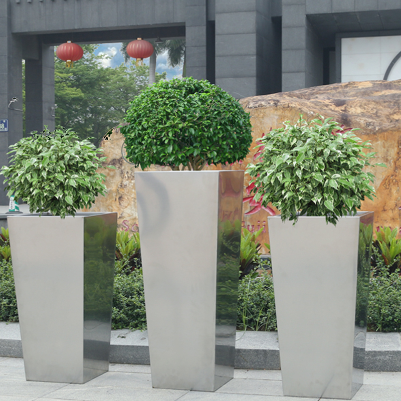 Custom Metal Stainless Steel Large Sheet Metal Different Shape Flower Pot Planter Box Outdoor Used With Flower/Green Plant