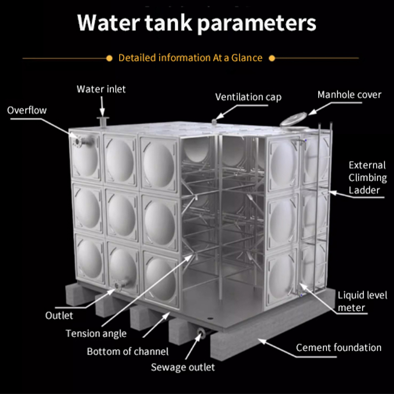 Stainless steel water tank customized 304 fire water tank combined rectangular domestic water tank